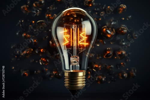 minimalistic design Idea light bulb with clips - flat lay photo