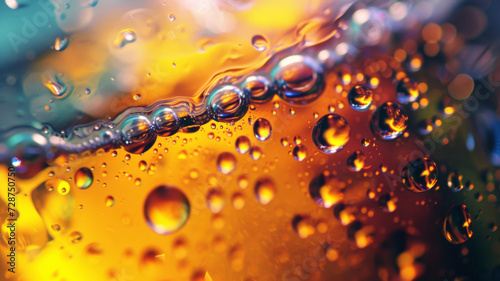 Vibrant Water Droplets, Close-Up Shot on Beer Bottle