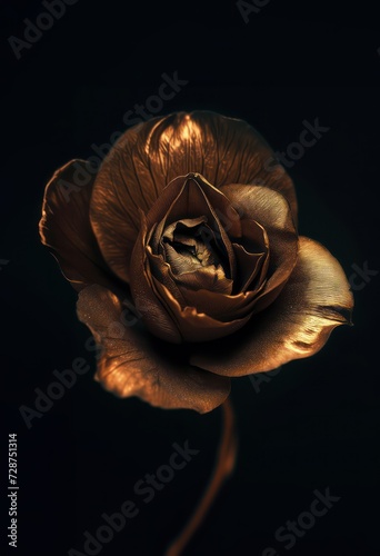 Luxurious Brown Flower with a Dark Background, Exquisite Floral Art Photography © Yury
