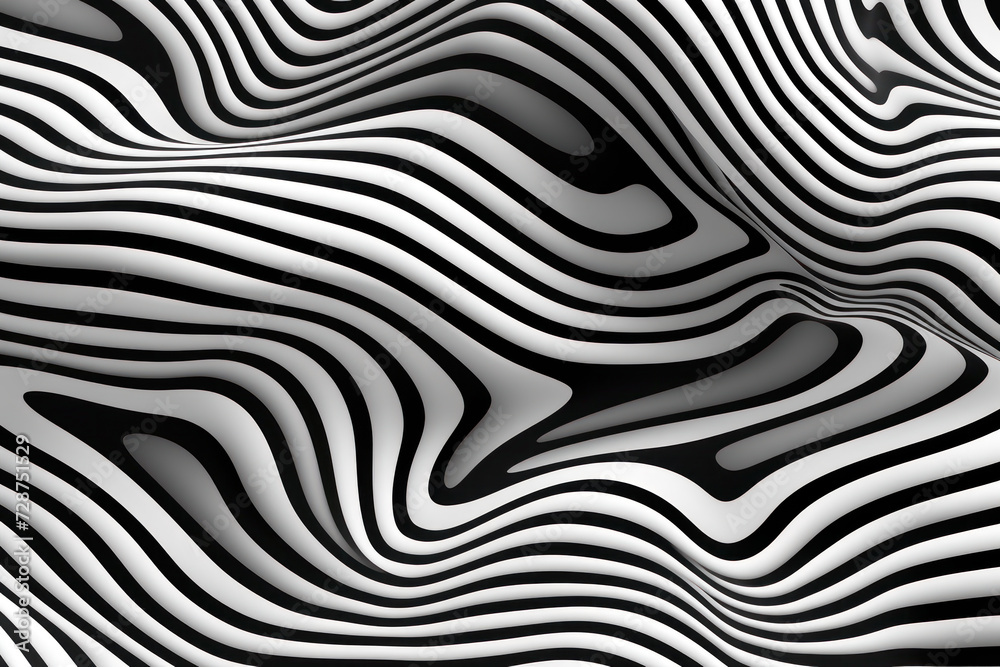 Minimalist Black and White Waves, Abstract Lines Background