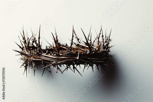 minimalistic design Jesus Crown Thorns and nails and cross on a white background.