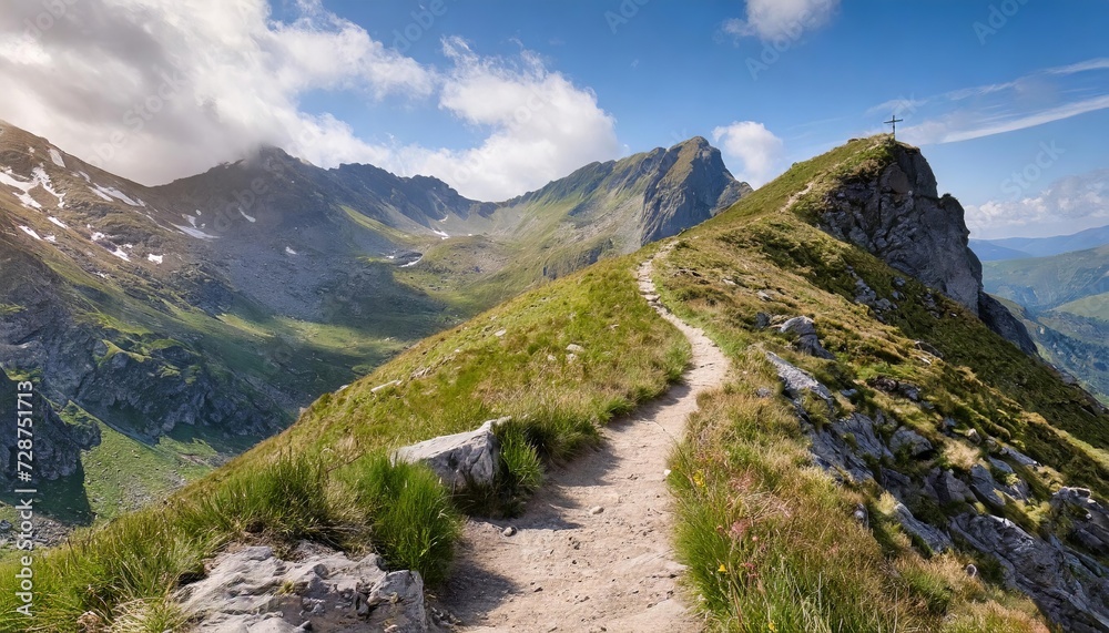Generated image of hiking track in the mountains Generated image of hiking track in the mountains