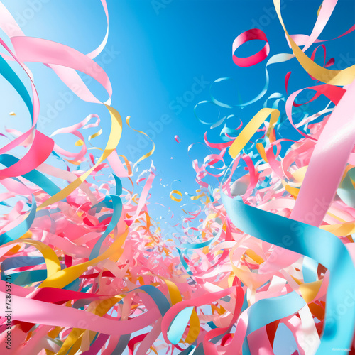 Numerous vibrant ribbons meander and spiral in the heavens, constituting a dynamic pageantry of motion and color. This image encapsulates an aura of jubilation and vivacity.