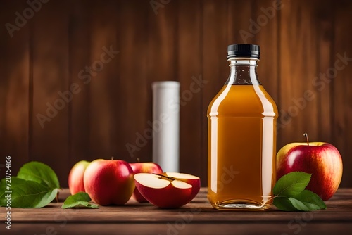apple juice in a plastic bottle ad mockup realistic HD .