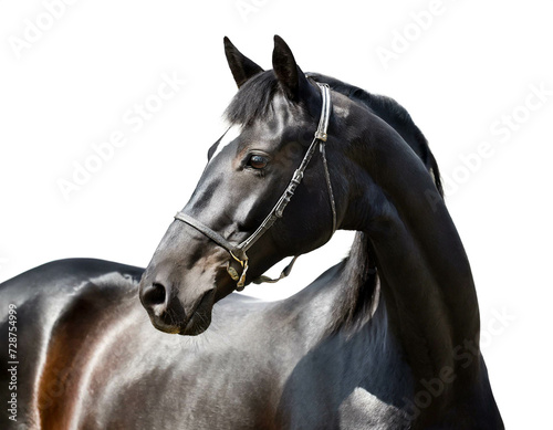 Schwarzes Pferd isoliert auf wei  en Hintergrund  Freisteller 