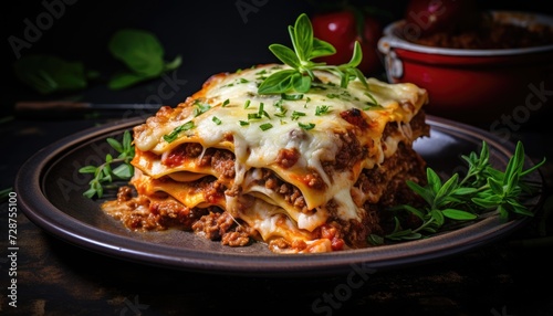 A Plate of Meat and Cheese Lasagna