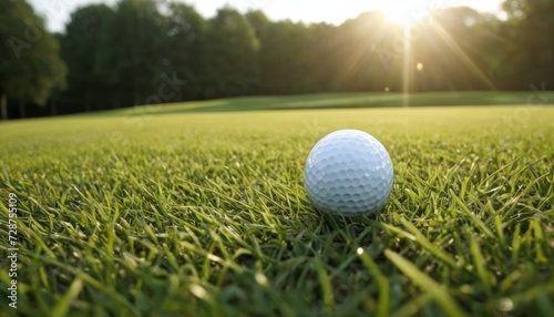 Golf Ball Resting on Vibrant Green Grass