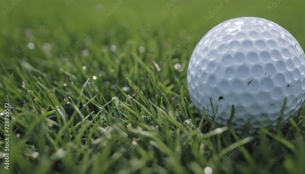 Golf Ball Resting on Vibrant Green Grass Golf Ball Resting on Vibrant Green Grass