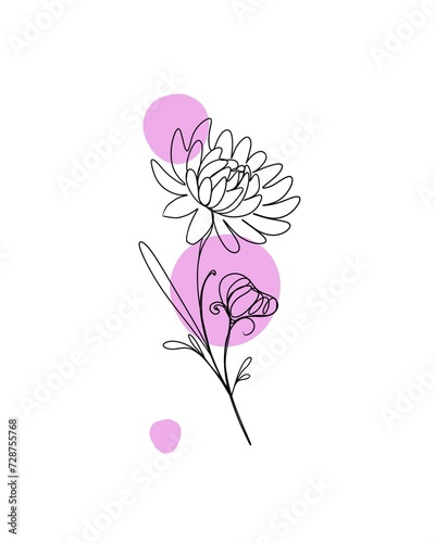 line art drawing of flowers. minimalism sketch  idea for invitation  design of instagram stories and highlights icons