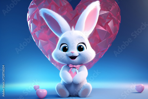 Enchanting Bunny with Heart Cushion