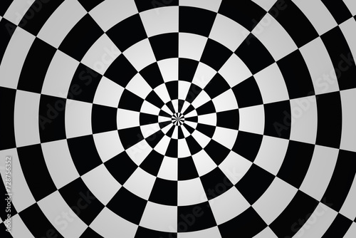 Circular checkerboard with vanishing point