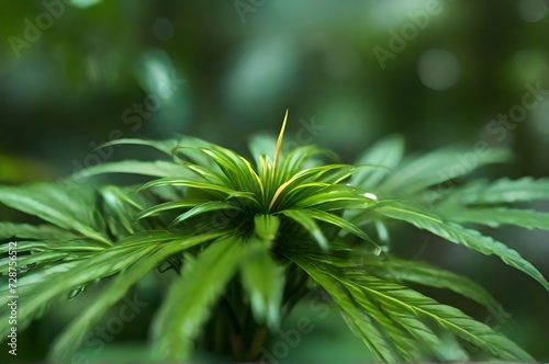 Cannabis plant on blurred background  close-up. Natural background
