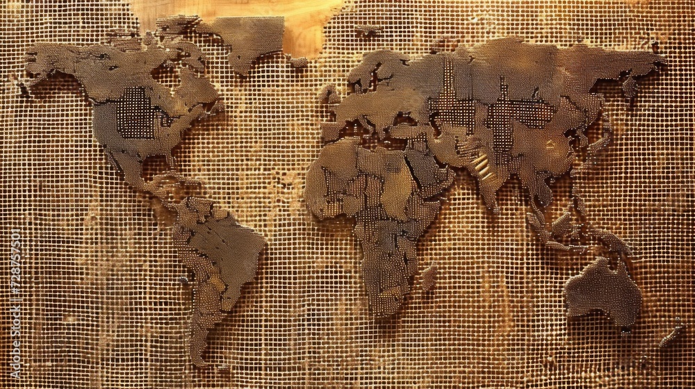 Φωτογραφία World map made of wood. All continents of the wooden world