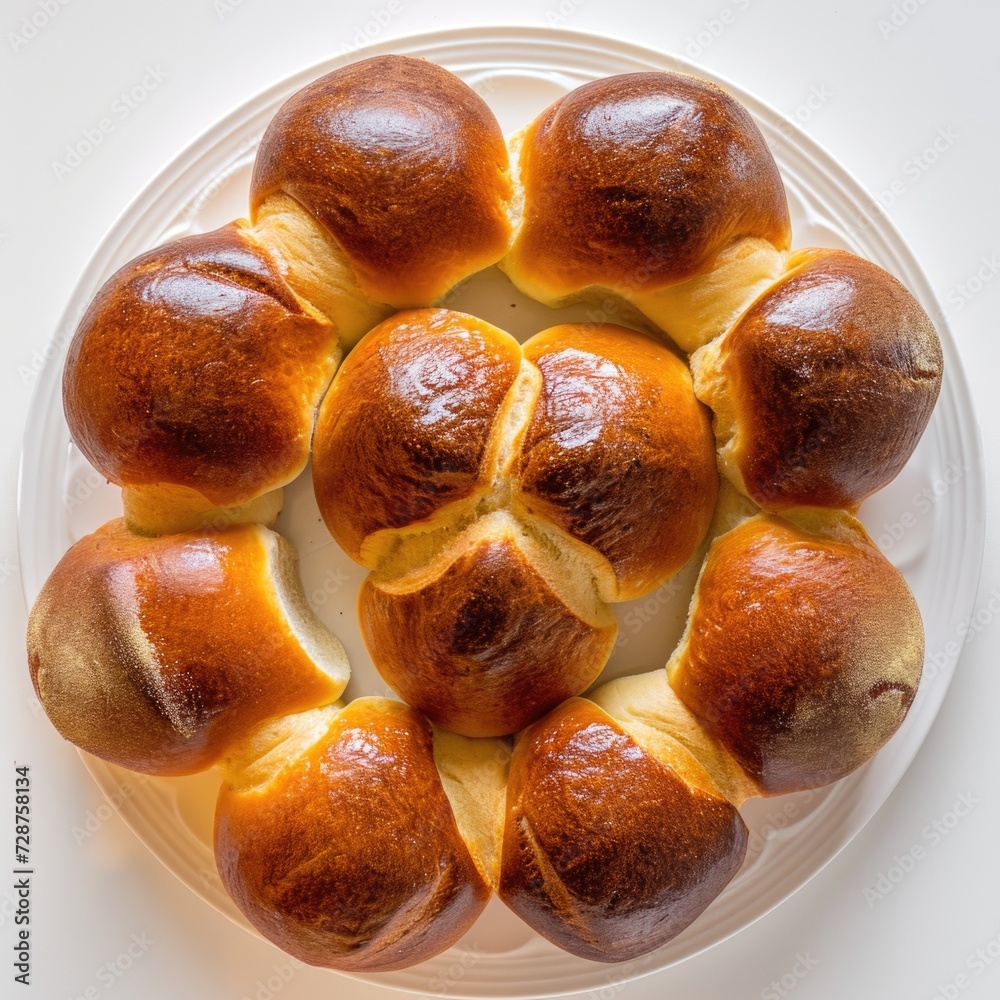A plate with a bunch of buns on it. A plate with a bunch of buns on it.