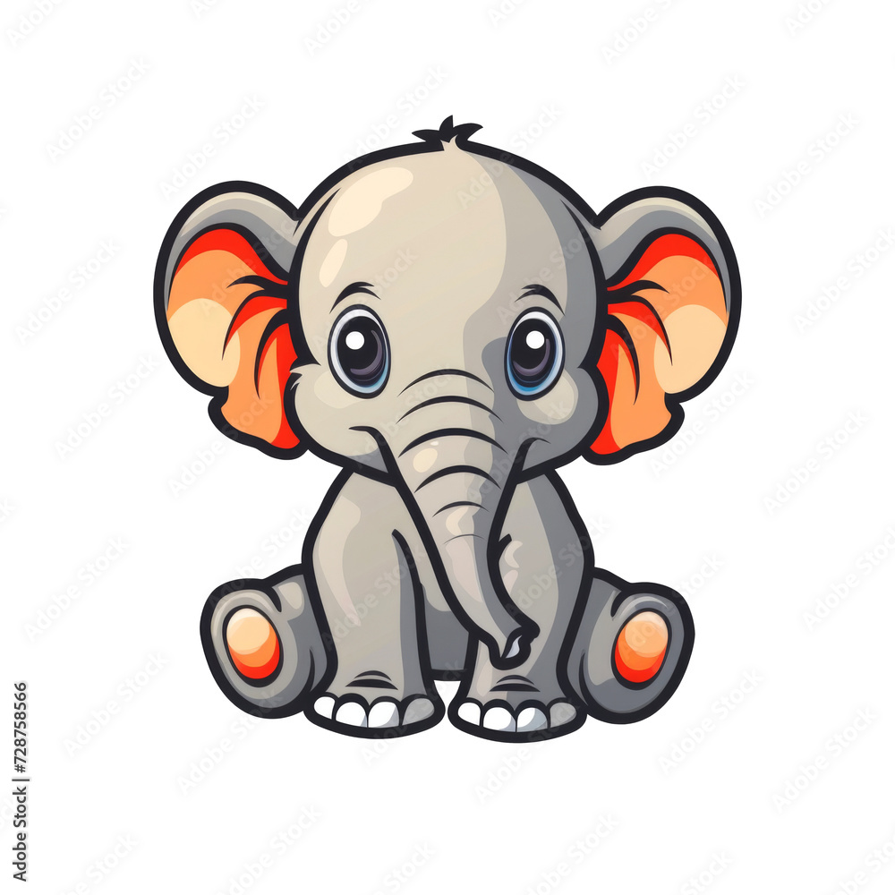 flat logo of vector cute elephant cartoon vector icon illustration animal nature icon concept isolated premium transparent background png