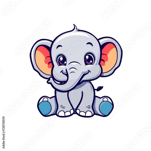 flat logo of vector cute elephant cartoon vector icon illustration animal nature icon concept isolated premium transparent background png