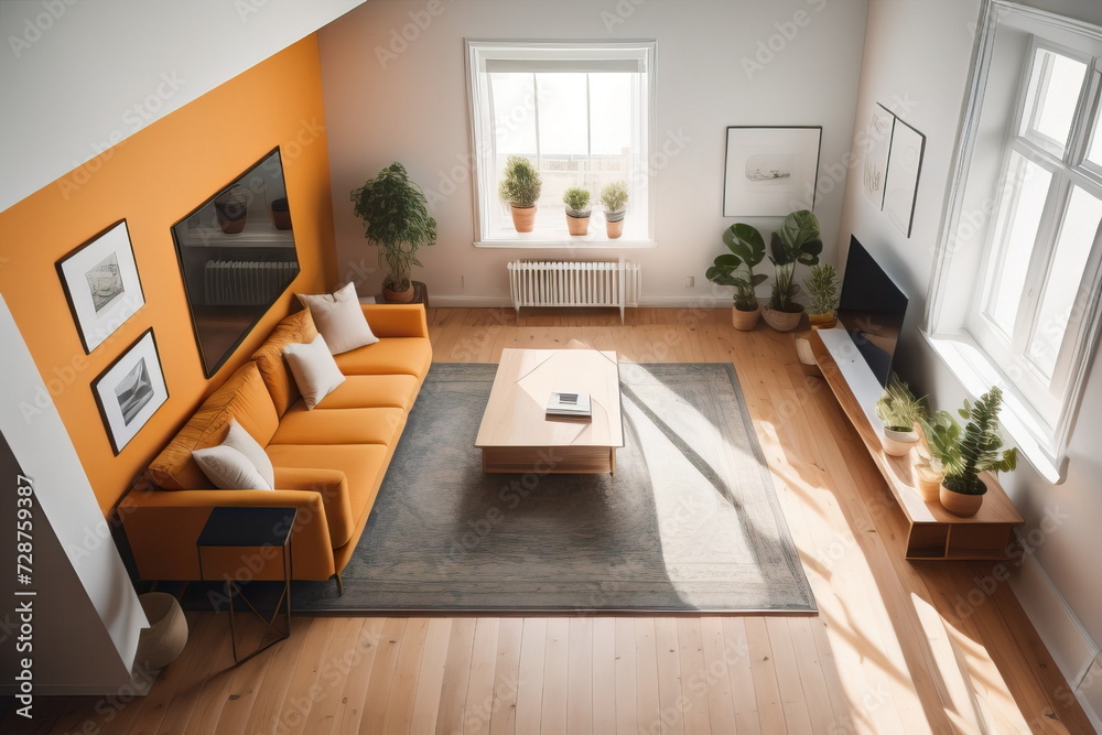 Living room interior top view Stock Photo | Adobe Stock