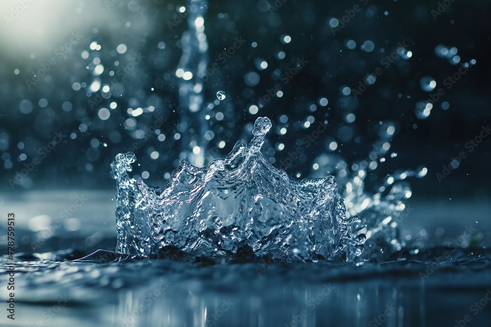A close-up photo capturing the powerful motion of water splashing onto the ground. A close-up photo capturing the powerful motion of water splashing onto the ground.