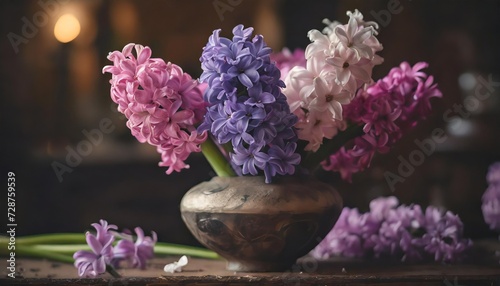 Lilac and pink hyacinths 