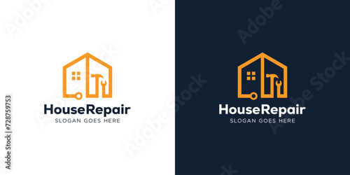 Creative House Repair Logo. House and Tools, Workshop, Home Build Logo Icon Symbol Vector Design Template.