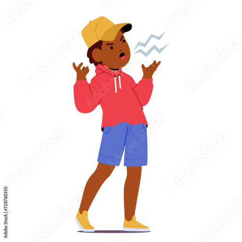 Furious Child Boy Unleashes Thunderous Cries, Face Contorted With Rage, As Decibels Rise Uncontrollably, Vector