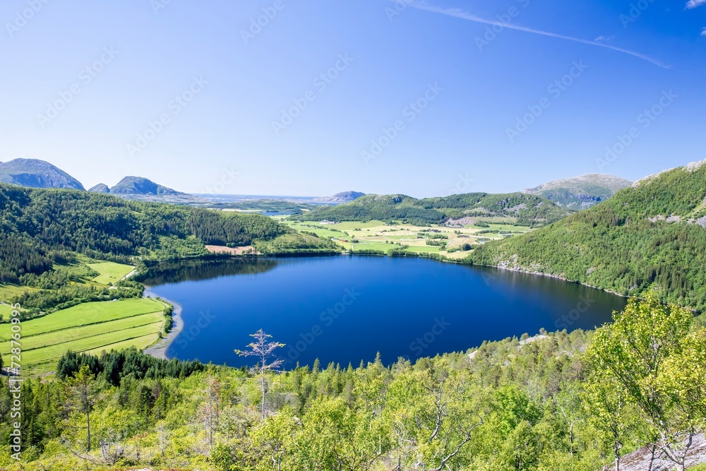 On a mountain trip to the mountain Lysingen in Sømna municipality on a great summer day, Helgeland, norway, lysingen, landscape, lake, mountain, nature, water, sky, sea, mountains, travel, view, summe