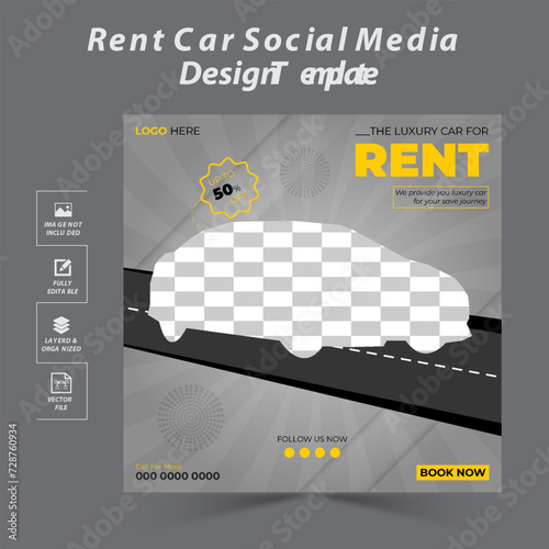Rental car social media promotion & instagram post design template.