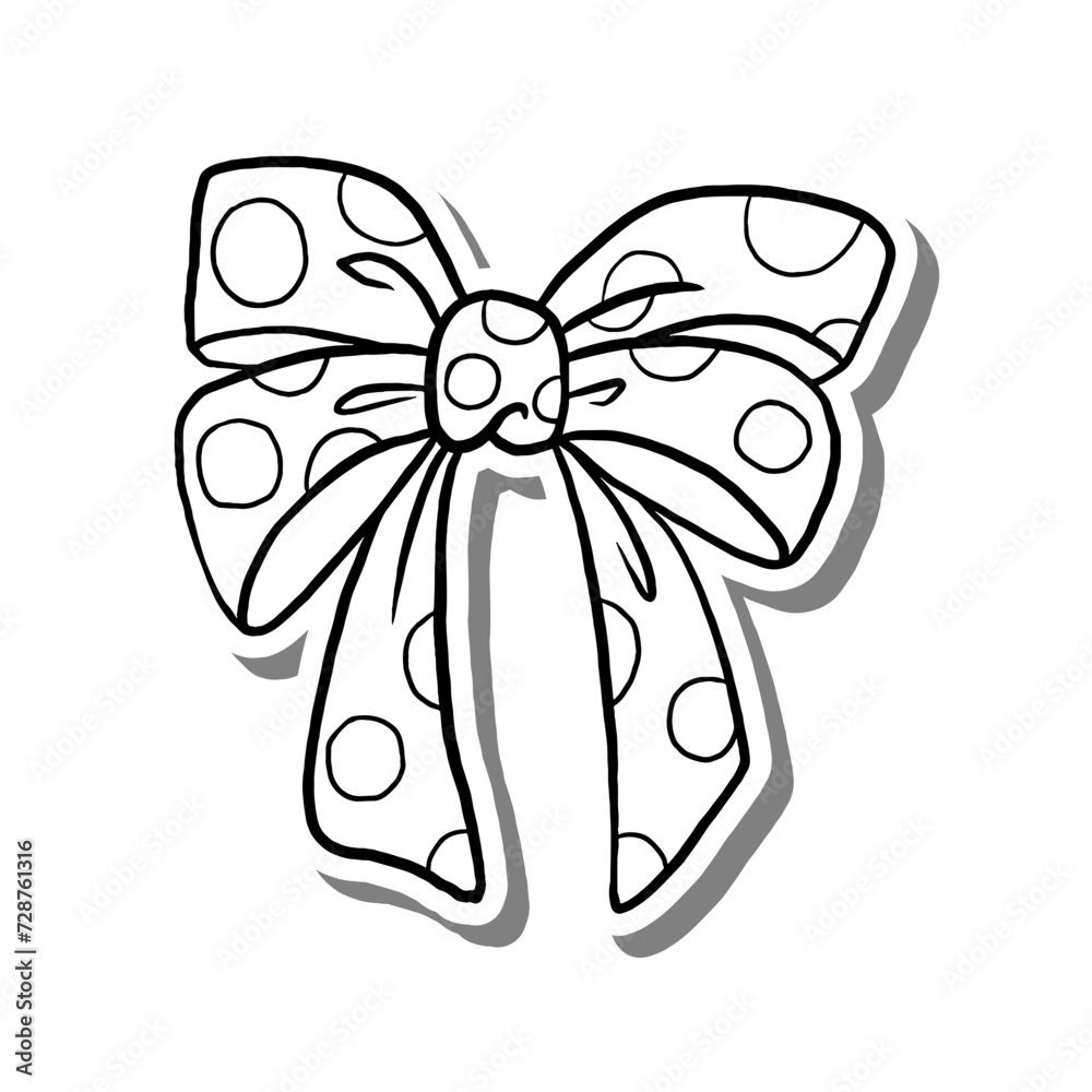 Polka Dot Ribbon Outline on white silhouette and gray shadow. Vector illustration cartoon style for decorate, coloring and any design. Polka Dot Ribbon Outline on white silhouette and gray shadow. Vector illustration cartoon style for decorate, coloring and any design.