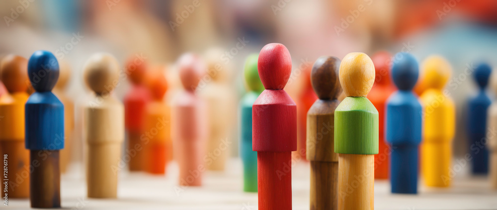 picture of colored wooden dolls in a row picture of colored wooden dolls in a row