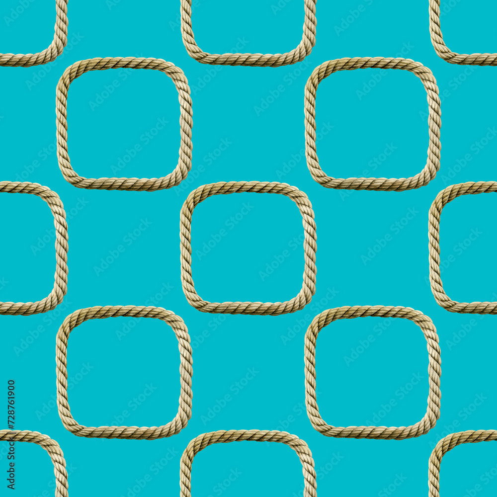 Seamless pattern watercolor Rope knot square border. Ropes, rounded ...