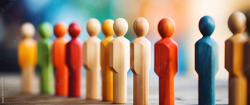 picture of colored wooden dolls in a row picture of colored wooden dolls in a row