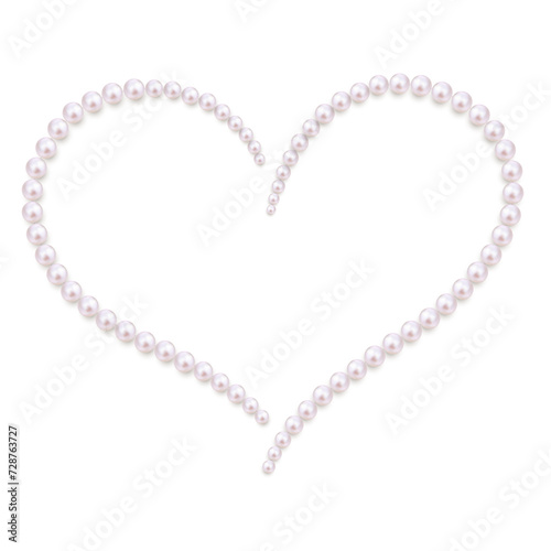 Pearls. Beads. Jewelry. Beautiful vector background. Pearl heart. Garland. Festive decoration.