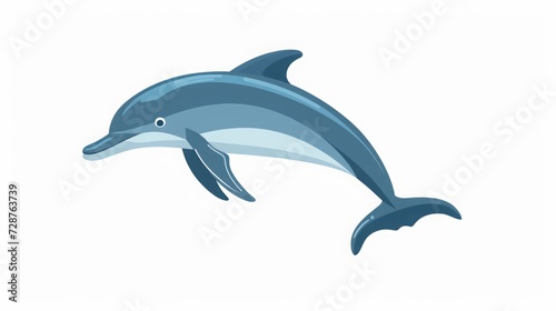 Blue dolphin cartoon illustration isolated on white background. © Yahor Shylau 