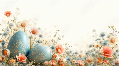 A pastel Easter border with intricate details, perfect for accentuating your ...