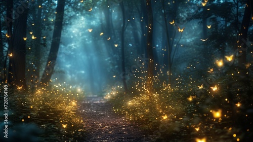 A magical forest scene with fireflies, conveying the enchantment of a secret ...