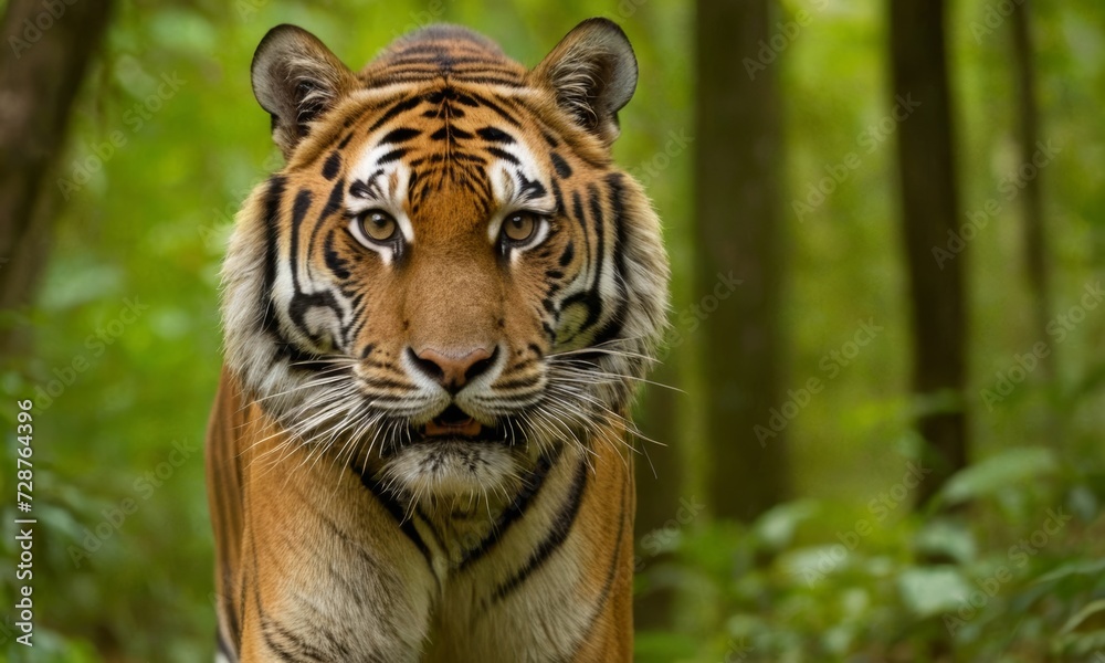Fototapeta premium Majestic tiger roaming through the lush forest