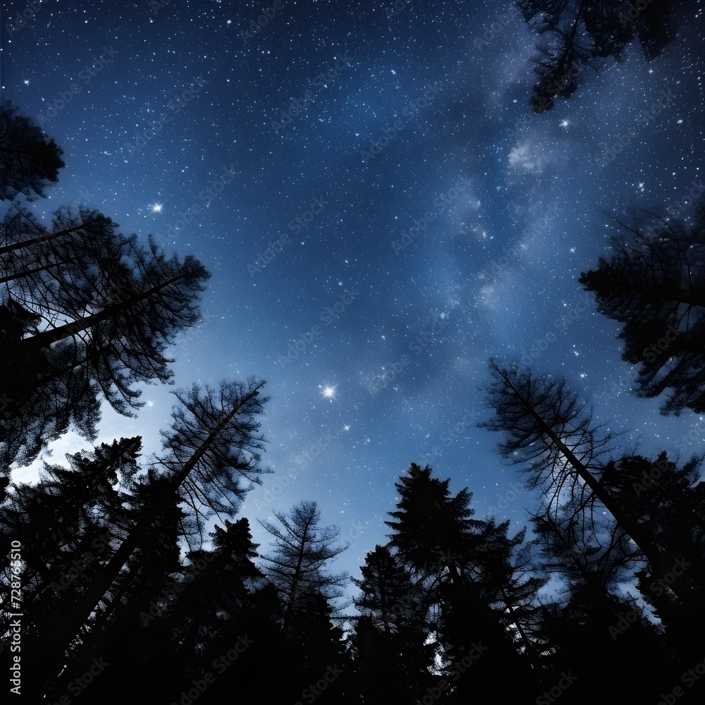 night landscape with moon and stars