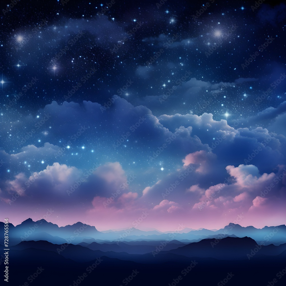 night landscape with moon and stars