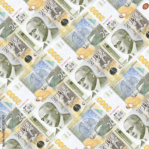 Serbian two-thousand dinar banknotes as a background photo