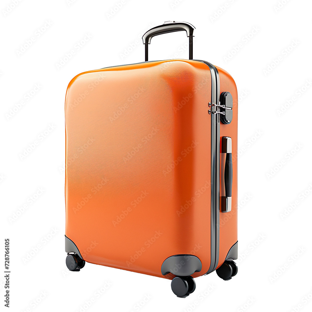 Orange Suitcase Isolated PNG Isolated On White Or Transparent Background No Shadow - Hand Edited Orange Suitcase Isolated PNG Isolated On White Or Transparent Background No Shadow - Hand Edited