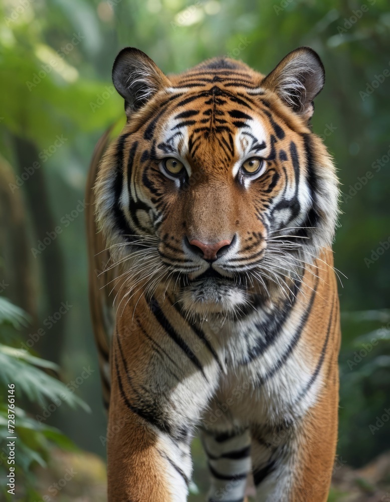 Fototapeta premium Majestic tiger roaming through the lush forest