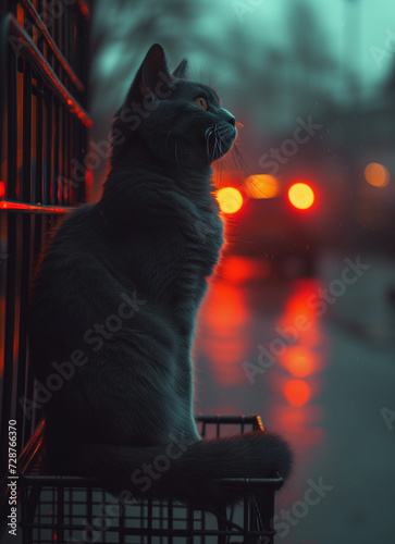 A kitten in the street, concept of stray cats