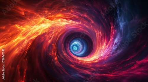 An abstract neon vortex, a whirlpool of luminescent colors and energy