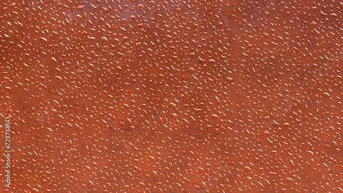 metallic copper texture with a wet shine. Metallic copper color with drops. Modern background