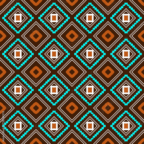 Seamless pattern with geometric shapes and other decorative elements. Diagonal orientation. Vector illustration