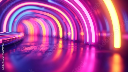 Glowing neon tubes in a mesmerizing, otherworldly pattern, evoking a sense of...