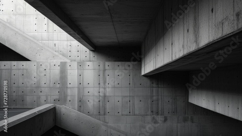 The geometric patterns of a parking garage's concrete structure, a testament ...