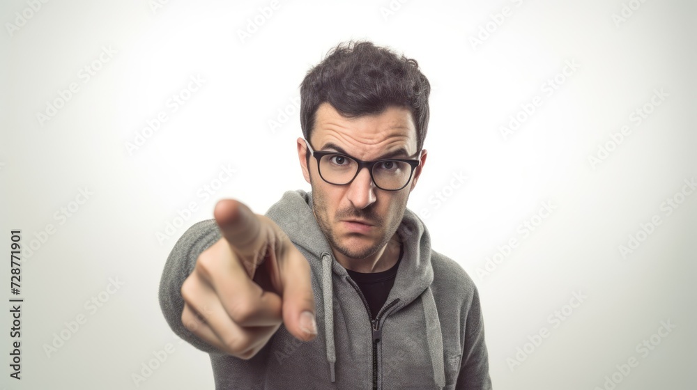 Naklejka premium Angry man pointing finger