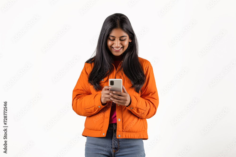 Indian woman enjoying smartphone