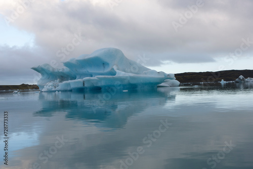 Iceland Ice lagoon on a cloudy summer day.